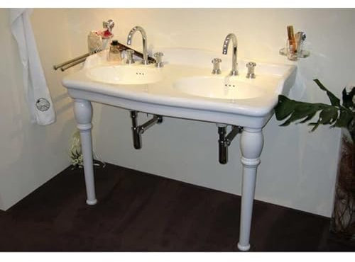 Lavabo Doble Lavabo Cerámico Luxor Blanco 3 Agujeros