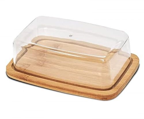 D,casa - Bandeja Bambu Mantequillero Aperitivos para Servir con Tapa 19 x 12,5 x 5,2 cm (Rectangular 19 cm)