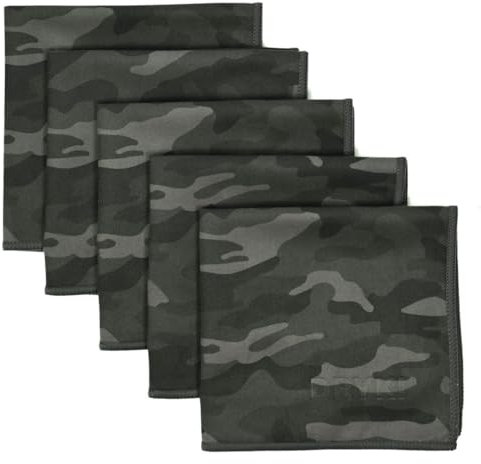 DRYKI Mouchoirs Absorbant la Transpiration – Les mouchoirs en Microfibre Originaux pour évacuer la Transpiration des Mains, du Visage et du Corps (Camouflage Mousse) (Lot de 5)