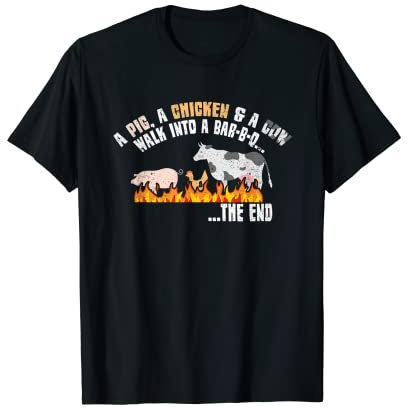 Pig Chicken Cow Bar B Q T-Shirt BBQ Barbeque Grill Tee T-Shirt