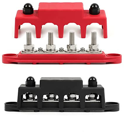 JOLIGAEA 2PCS Sammelschienenkasten, Sammelschienen Verteilerblock, 250A BusBar Box mit 4X M8 Bolzen Anschluss 12V - 48V DC Stromverteilungsblock für Boat Yacht RV Auto