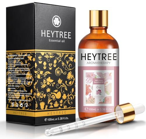 HEYTREE Rose Ätherisches Öl 100% Pure Therapeutic Grade Rose Öl für Diffusor, Schlaf, Parfüm, Massage, Hautpflege, Aromatherapie, Bad - 100ML