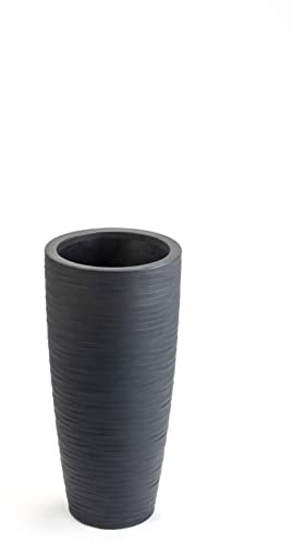 wonido Blumentopf/Pflanztopf, mit Struktur, Höhe 70 cm, Ø 33 cm, anthrazit matt, 13 l Inhalt, aus Polypropylen