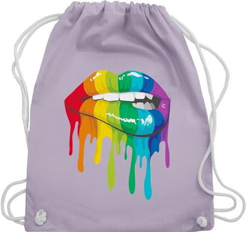 Shirtracer Turnbeutel Rucksack - Kleidung Pride Flag - Lippen LGBT & LGBTQ - Unisize - Pastell Lila - regenbogen sachen lgbtq-tasche csd lippe juterucksäcke lgbtq+ beutel lesbian mund turnsack lqbtq