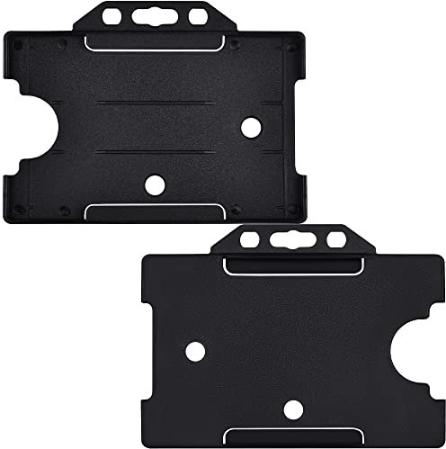 WEBBOMB® 2 Stück Ausweishalter Kartenhüllen Ausweiskarte Schutzhülle Hartplastik Ausweishüllen Horizontal für Ausweise EC-Karten Fahrkarten Dienstausweise Skipasshalter (Schwarz)