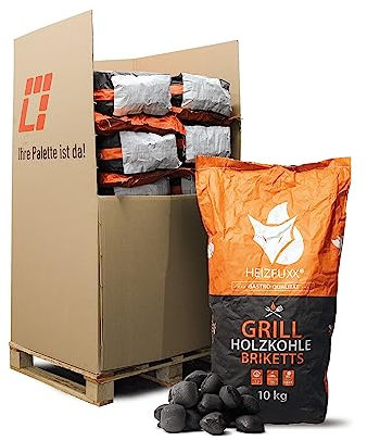 HEIZFUXX Grillholzkohlebriketts 10kg x 20 Sack 200kg 1 Palette Grillbriketts Grillkohle Grillholzkohle Kohle Hartholz BBQ Gastro Restaurant Smoker Dutch Oven Steakhouse Profi Premium Qualität Paligo
