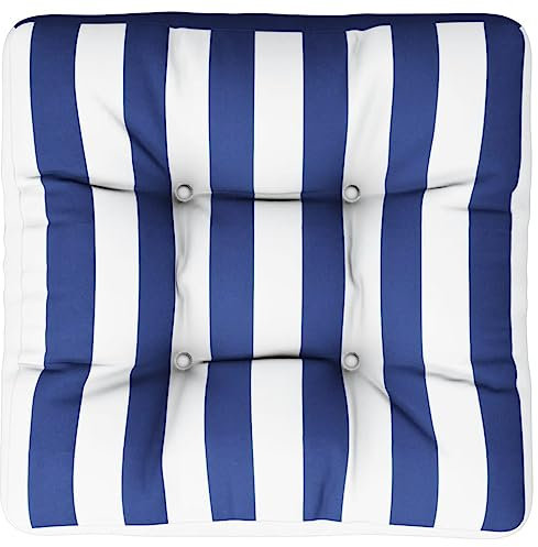 vidaXL Palettenkissen, Kissen für Gartenmöbel Hocker Sofa, Wasserabweisendes Sofakissen, Sitzkissen Palettenpolster, Blau Weiß Gestreift Stoff