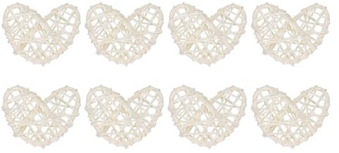 sourcing map 8 Stück Herz Deko Rattan Deko, 5 cm Fensterdeko Hängend Styropor Herz Kranz Natürlich Wicker Türdeko Haustür für Valentinstag Dekoration Hochzeit, Weiß