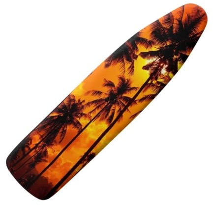 Jeiento Sunset Ironing Board Cover with Elastic Edge Coconut Palm Heat Reflective Ironing Pad Cover,Easy to Install,Polyester 15x54 Ironing Covers
