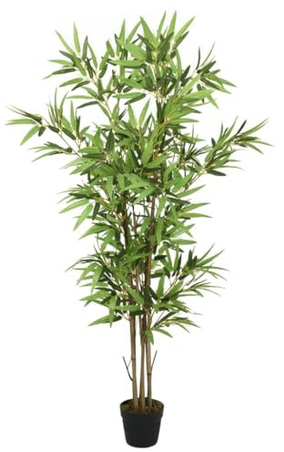 vidaXL Bambou Artificiel 828 Feuilles, Arbre avec Pot en Plastique, Fausse Plante, Decoration d'Entrée Salon Bureau Jardin Patio, 150 cm Vert
