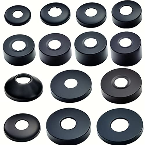 2 Stück Ø 25mm (3/4) Duscharmatur Rosette Schwarz,Abdeckrosette, Gewinderosette, Rohrabdeckung,Rosette Wasserhahn,Rosette für Duscharmatur,Wasserhähne,Heizkörper(Schwarz, 70 * 20)