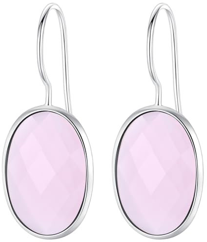 Klassische Wasser Tropfen Himmel Blau Achat Ohrringe Solide MetJakt 925 Sterling Silber Ohrring für Dame Hochzeitsparty Edlen Schmuck (Rosa Quarz)