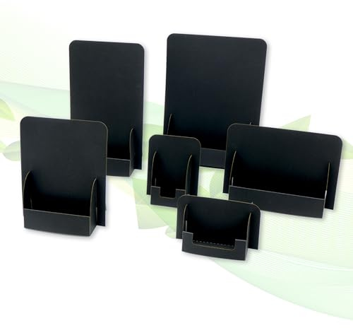 thefoldstands 2x6 faltbare FLYERSTÄNDER Black eco Design Mix Set je 2 x für Flyer Postkarten A5+A6+Din lang vertikal+Visitenkarten je vertikal+horizontal, für kurz-bis mittelfristigen Einsatz