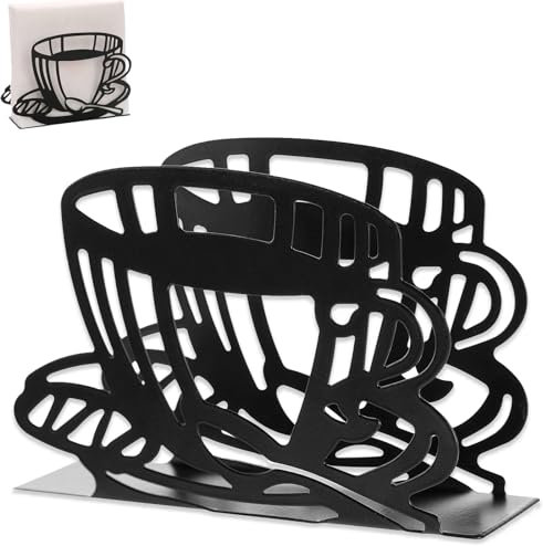 Servilletero de Acero Inoxidable Negro Moderno - Soporte para Servilletas de Mesa, Porta Servilletas Papel de Pie Pequeño para Bar, Cocina, Restaurante, 13cm