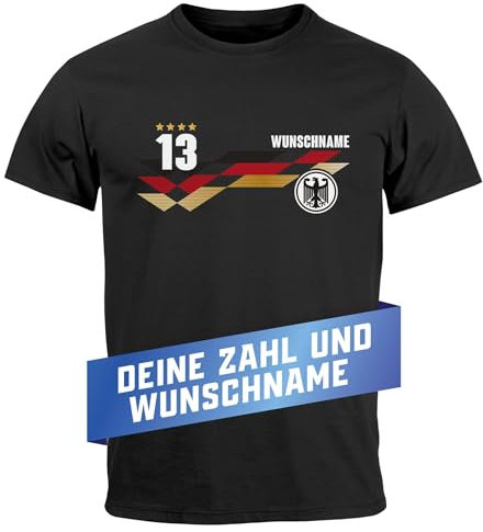 MoonWorks® Herren T-Shirt Deutschland Trikot personalisiert Fußball EM-Shirt 2024 Fanshirt Deutschlandshirt Frontprint schwarz L