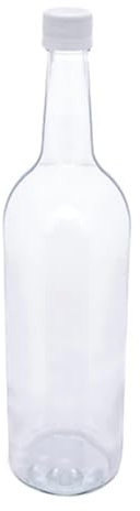 Glass Water Bottle, 1 Litre & Cap Juice Mineral Elderflower Cordial Sparkling (White Cap, Pack of 6)