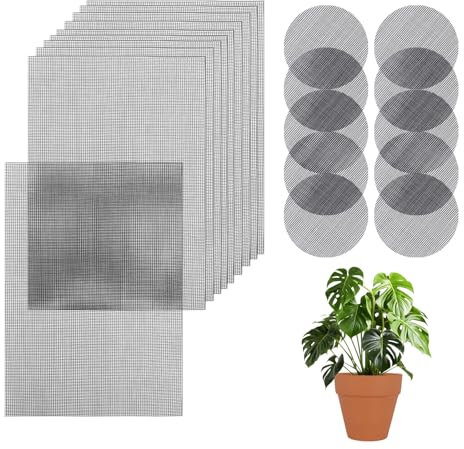 20 Piezas Bonsái Rejilla Flores Plantas Malla Transpirable, Cortable Lavable Alfombrillas de Malla para Macetas, Maceta Bonsai Malla Fibra de Vidrio para La Pérdida De Suelo (Rectangular y Redonda)