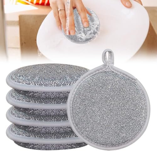 LEGQYJK Putzlappen Spültücher, 5 Stücks Multipurpose Dishwashing Rags, Küchenschwamm Drahtgeschirrtuch, Mehrzweck Geschirrspüllappen für Nass und Trocken, Drahtspültuch, Topfreiniger Putzlappen
