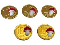 Cent Glückscent mit Deko - Fliegenpilz, Pilz - 5er Set - echt GOLD vergoldet