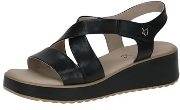 CAPRICE Damen Sandalen mit Keilabsatz aus Leder Wedges, Schwarz (Black Nappa), 39 EU