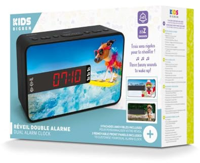 Bigben Wecker mit Doppelalarm – LED-Anzeige Wecker über 3 Buzzer, Sleep-Funktion, Snooze