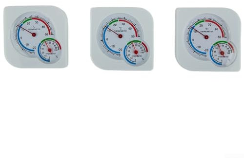 Zilimontt Termometro con igrometro per interni ed esterni, 3 pezzi, termo analogico, per monitorare il clima interno, indicatore di umidità, display della temperatura