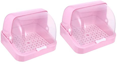 Ciieeo 2 Pcs Boîte De Biberon Organisateur De Biberon Porte-Biberon Étui À Biberon Égouttoir À Biberon Égouttoir À Vaisselle Égouttoir À Tasses Étendoirs À Biberons Biberon Rose PP