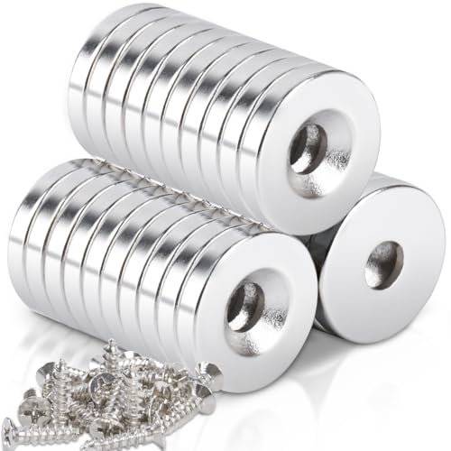 30 Stück Neodym Magnete mit Loch 15x3 mm Magnete Stark Magnete Senkungsdurchmesser 4 mm Klein Starke Magnet für Magnettafel Küchenschrank Kühlschrank Pinnwand Magnetboard Küche Büro