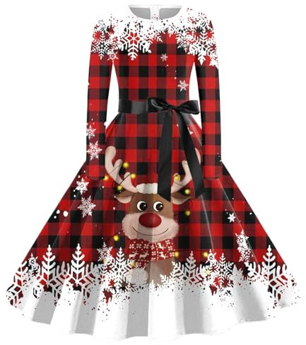 Weihnachtskleider Damen Sexy Rot Weihnachten Kleid Weihnachtskleid Große Größen Langarm Christmas Dress Abendkleid Grün Partykleid Cocktaikleid Lustig