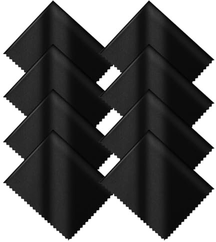 zoerbufan 8 Stück Brillenputztücher, Mikrofaser Reinigungstuch, Reinigungstücher, Tücher Für Brillen für Kamera, Objektiv, Brillen Handys Tabletten Bildschirme(Schwarz)