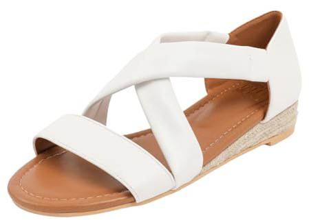 Fashion Thirsty Women Casual Summer Flat Sandals Cross Strap Wide Feet Flatform Strappy Beach Holiday Sandals Open Toes Extra Wide Ladies Shoes