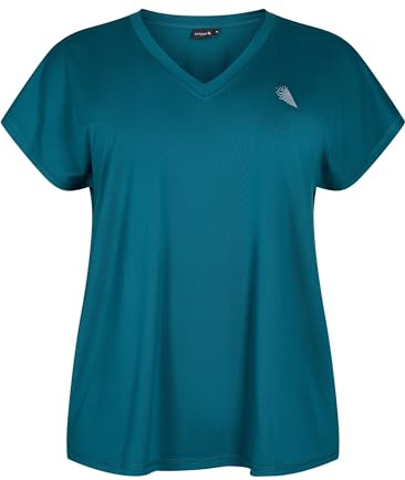 Zizzi Active by Große Größen Damen T-Shirt mit V-Ausschnitt Gr Gr XL Deep Teal - Plus Size Damen Kleidung
