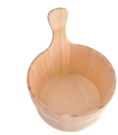 Kit secchio e mestolo in legno - Secchio per sauna da 4 litri con manico, da bagno | Perfetto per bagni di vapore, sauna, bagno, casa, costruzioni in legno durevoli