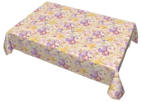 Famame Iris Tischdecke, rechteckig, wasserdicht, schmutzabweisend, 137 x 183 cm, dekorative Tischdecke für Küche, Abendessen, Picknick