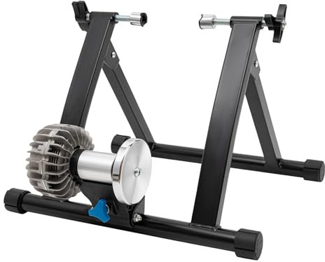 Rollentrainer Fahrrad,Fahrrad Rollentrainer Indoor für 26-29 Zoll Reifen Rennrad Rollentrainer Klappbarer Fahrradrolle Indoor Magnetbremse bis 150 kg belastbar,Schwarz