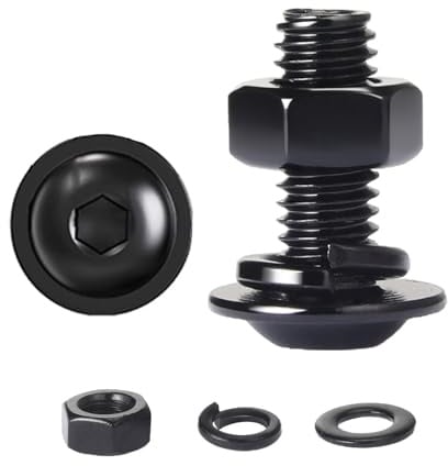 HAISHANG 10 pcs M6 x 30mm Flanged Button Head Socket Cap Bolts, Black Oxide 304 Stainless Steel Nuts and Bolts,Allen Screws,Flat & Lock Washers Assortment Sets