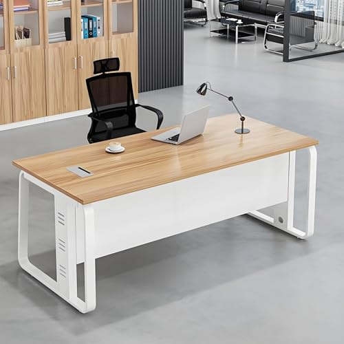 Großer Chefschreibtisch für Zuhause, Büro, moderner einfacher Stil, Computertisch, perfekt für Chef, Geschäftsinhaber, Manager, 160 x 80 x 75 cm, Schreib- und Lerntisch, natürliches Finish