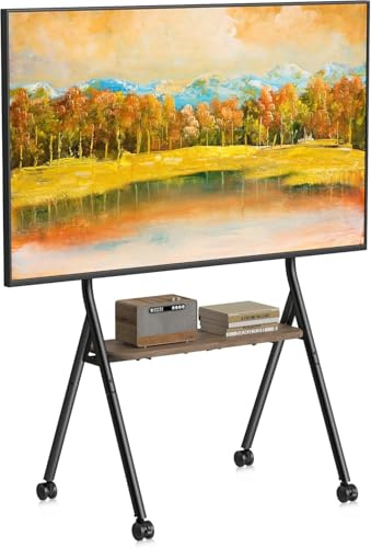 XINLEI Supporto TV Mobile con Ruote e Ripiano, per TV 32-80 Pollici (portata fino a 55 kg), VESA Max 600×400 mm, Carrello Portatile per Casa e Soggiorno, Nero ML5CM