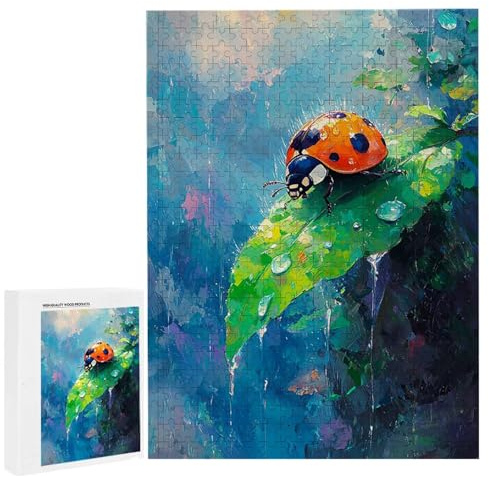 Puzzle für Erwachsene 5000 Teile Grünblätter Ladybug 156 x 105cm Puzzles für Erwachsene Pädagogisches Spiel Herausforderung Spielzeug 5000 Teile Puzzles für Kinder Als Geschenk und Wanddekoration l551