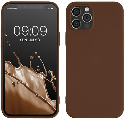 kwmobile Hülle für Apple iPhone 12 / iPhone 12 Pro TPU Case - Handyhülle unterstützt kabelloses Laden, Flexible Schutzhülle, gummiertes Cover in Chocolate