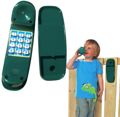 Kids Phone, 8.5 Inch Simulation Toy Phone with Base & Digital Buttons, Safe Smooth & Educational Playhouse Accessories for Interactive Learning Ages 3+, Green