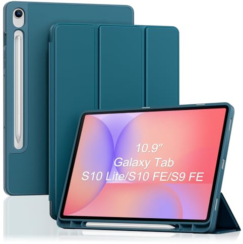 ProCase Smart Case for Galaxy Tab S10 Lite/S10 FE/S9 FE 10.9-Inch with S Pen Holder, Trifold Stand Folio Cover with Soft TPU Back for 10.9 Galaxy Tab S10 Lite/S10 FE/S9 FE -Teal