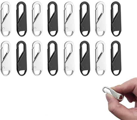 ZXfad 16Pcs Reißverschluss Anhänger(Schwarz/Silber)