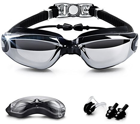 Goodsmiley Nearsighted occhialini da Nuoto (-0 a 8.0), Myopic UV400 Anti-Fog Impermeabile da Leakless con Naso Siamesed Auricolari, Clip per miopia Uomini, Donne, Giovani nuotatori