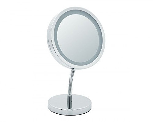 SANWOOD 6653400 Lana Kosmetikspiegel LED-Beleuchtung Schminkspiegel mit flexiblem Schwanenhals Standspiegel 5-Fach Vergrößerung