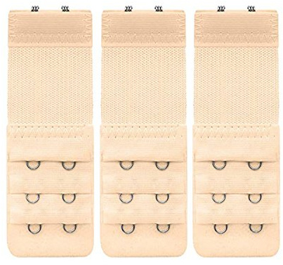 XCSSKG Lady 2 x 3 Hook and Eye Tape Streych Extension Bra Extender (3 Pcs) (Beige)