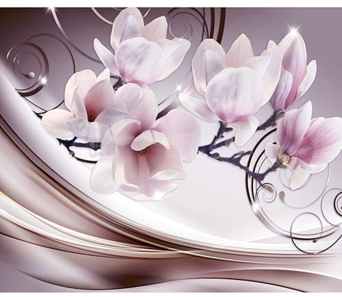 decomonkey Fototapete Blumen Abstrakt 300x210 cm XL Tapete Wandbild Wandbild Bild Fototapeten Tapeten Wandtapete Wandtapete Magnolie Orchidee 3d Effekt violett rosa