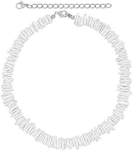 Fablinks Puka Shell Necklace, White Hawaiian Seashell Accessories for Men and Women, Beach Surfer Beaded Necklaces, Summer Clam Chip Bead Shells Choker Jewelry (18 Inches)