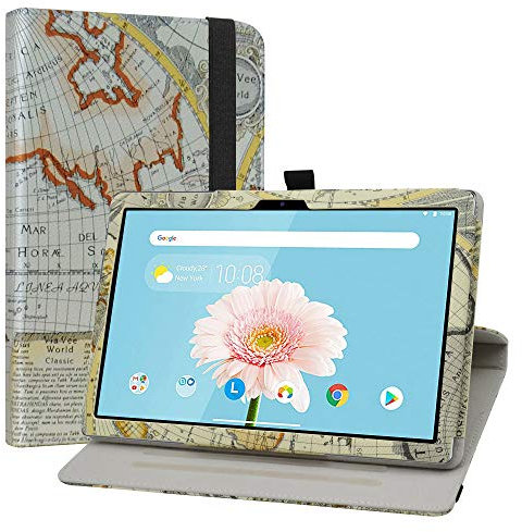 Labanem Funda para Teclast P20HD, Rotación de 360 Grados Carcasa con Función de Stand Soporte Cover para 10.1 Teclast P20HD /Teclast M40 Tablet - Map White