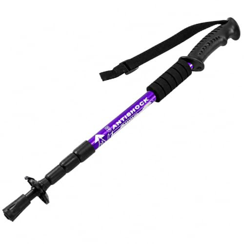 MidGard Teleskop Nordic Walking Stock, 50-110 cm höhenverstellbar, Antischock Dämpfung, Wanderstöcke Violett 1 STK.